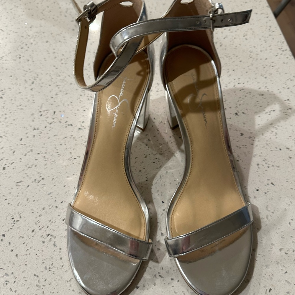 Jessica Simpson silver fat heel sandal